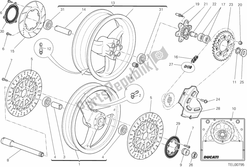 All parts for the Wheels of the Ducati Monster 795 ABS EU Thailand 2014